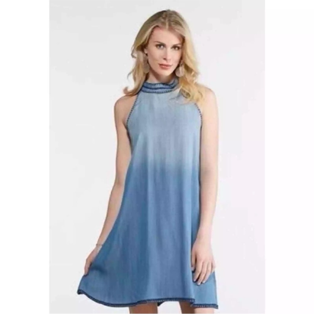 Blue Chambray Swing Dress, Size L